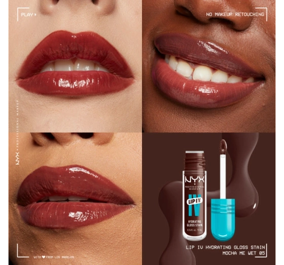 Kliknij na zdjęcie, aby je powiększyć NYX Professional Makeup Lip IV Hydrating Gloss Serum Lip Gloss 05 Mocha Me Wet 5 ml