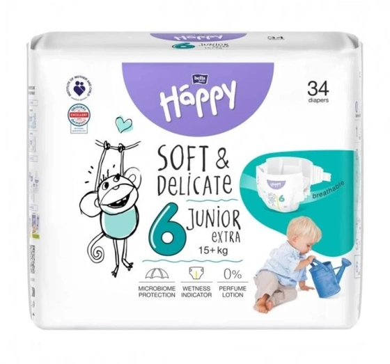 Bella Baby Happy Soft & Delicate 6 Junior Extra 15+kg Windeln 34 Stück