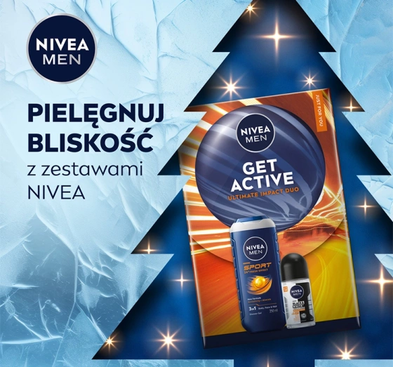 Kliknij na zdjęcie, aby je powiększyć NIVEA MEN Get Active Geschenkset für Männer Duschgel + Antitranspirant Roll-on