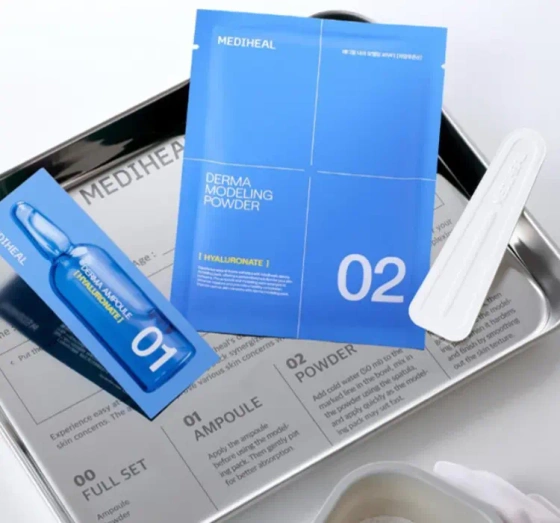 Kliknij na zdjęcie, aby je powiększyć Mediheal Derma Modeling Pack Hyaluronate Moisture Gesichtspflege-Set Algenmaske 28 g + Serum 2 ml