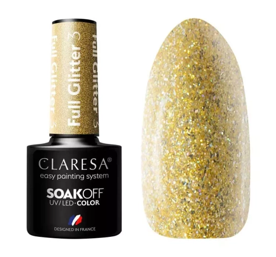 Kliknij na zdjęcie, aby je powiększyć CLARESA SOAK OFF HYBRIDLACK FULL GLITTER 3 5ML