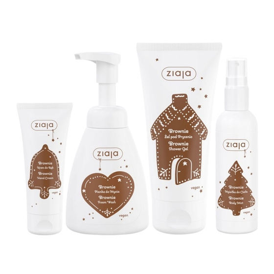 Kliknij na zdjęcie, aby je powiększyć Ziaja Brownie Geschenkset zur Körperpflege Duschgel 160 ml + Schaum 250 ml + Körperspray 100 ml + Handcreme 50 ml