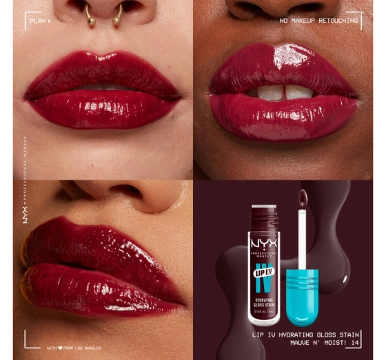Kliknij na zdjęcie, aby je powiększyć NYX Professional Makeup Lip IV Hydrating Gloss Serum Lip Gloss 14 Mauve N' Moist! 5ml