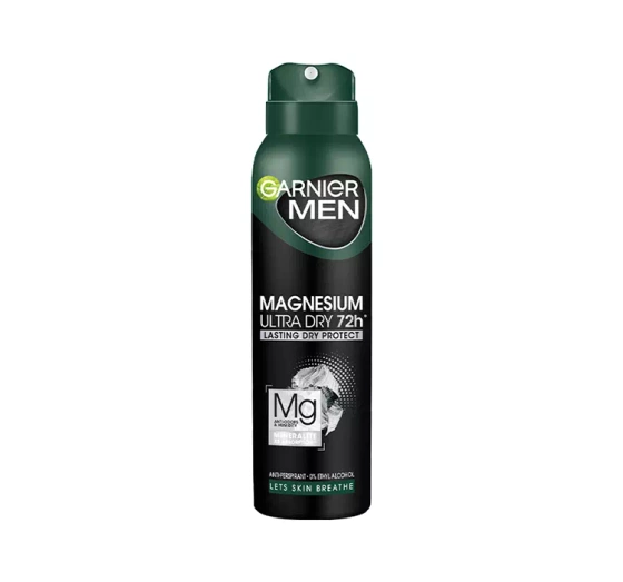 Kliknij na zdjęcie, aby je powiększyć GARNIER MEN MAGNESIUM ULTRA DRY 72H ANTITRANSPIRANT SPRAY FÜR MÄNNER 150ML