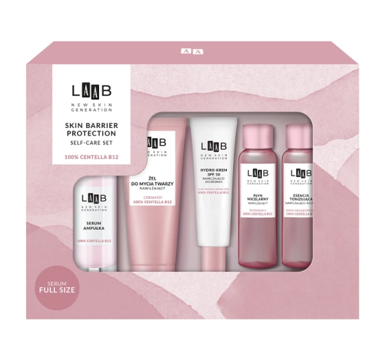 Kliknij na zdjęcie, aby je powiększyć AA LAAB 100% Centella B12 Geschenkset für feuchtigkeitsspendende Gesichtspflege Mizellenwasser  33 ml + Reinigungsgel 30 ml + Essenz 33 ml + Serum 30 ml + Creme 10 ml