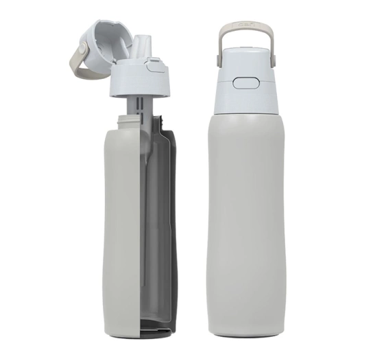 Dafi Solid Steel Cold Thermische Filterflasche mit Aktivkohlefilter 0,5 l Perlenweiß