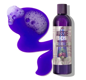 Aussie SOS Blonde Hydration – violettes Tönungsshampoo für blondes Haar, 490 ml