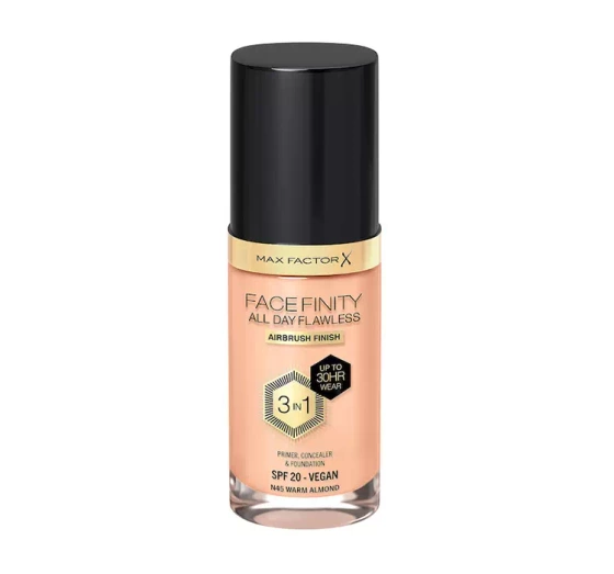 MAX FACTOR FACEFINITY ALL DAY FLAWLESS 3IN1 VEGANE GRUNDIERUNG N45 WARM ALMOND 30ML