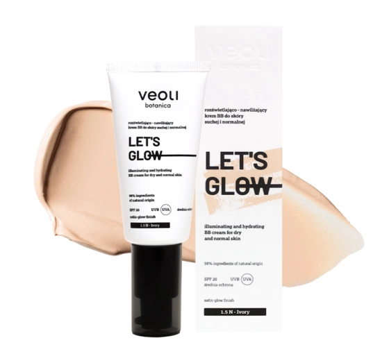 Veoli Botanica Let's Glow Illuminierend-feuchtigkeitsspendende BB-Creme für trockene und normale Haut SPF20 1.5 N Ivory 30 ml