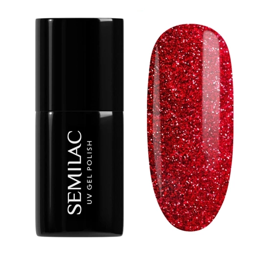 Semilac Hybridlack 318 Burgundy Red Glitter 7 ml