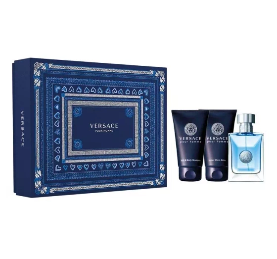Kliknij na zdjęcie, aby je powiększyć VERSACE POUR HOMME EDT SPRAY 50ML + SHAMPOO 50ML + AFTER SHAVE LOTION 50ML SET