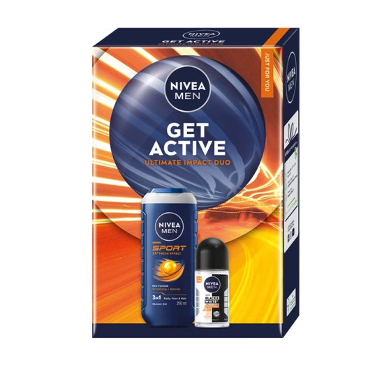 Kliknij na zdjęcie, aby je powiększyć NIVEA MEN Get Active Geschenkset für Männer Duschgel + Antitranspirant Roll-on