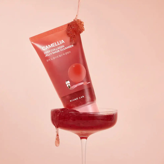 Round Lab Camellia Deep Collagen Jelly Mask Cleanser – sanftes Gesichtswaschgel mit gelartiger Konsistenz, 150 ml