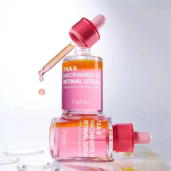 Kliknij na zdjęcie, aby je powiększyć Purito TXA 6 Niacinamid 10 Retinal – regenerierendes Gesichtsserum mit Retinal, Niacinamid und Tranexamsäure, 30 ml