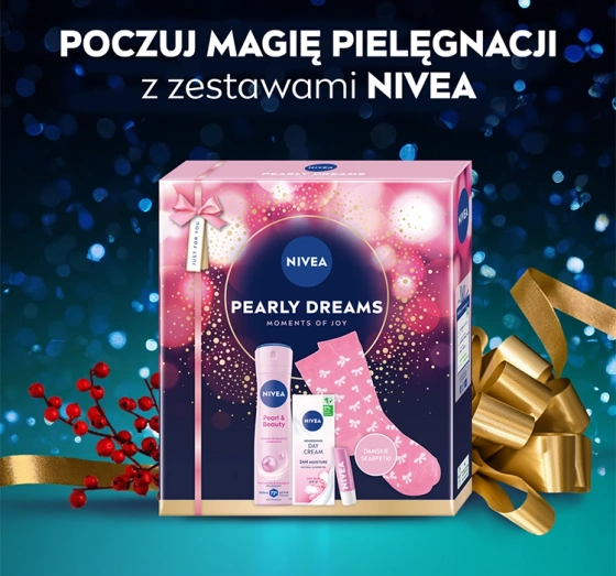 Kliknij na zdjęcie, aby je powiększyć NIVEA Pearly Dreams Geschenkset für Frauen mit Kosmetik und Socken