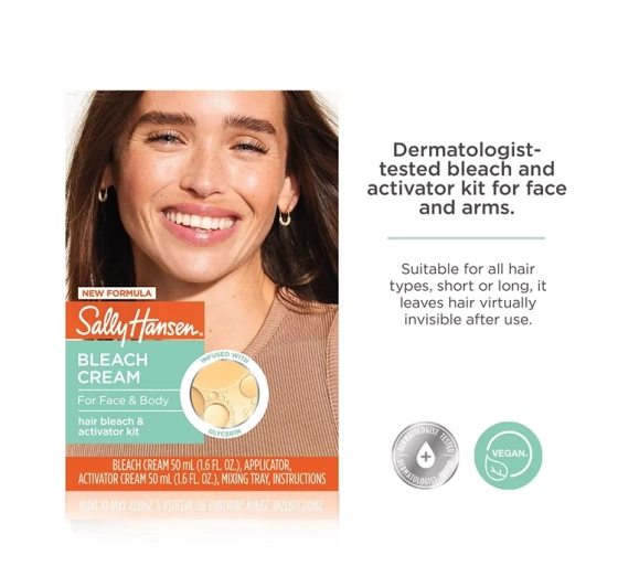 Sally Hansen Set zum Aufhellen der Gesichts- und Körperbehaarung: Creme 50 ml + Aktivator 50 ml