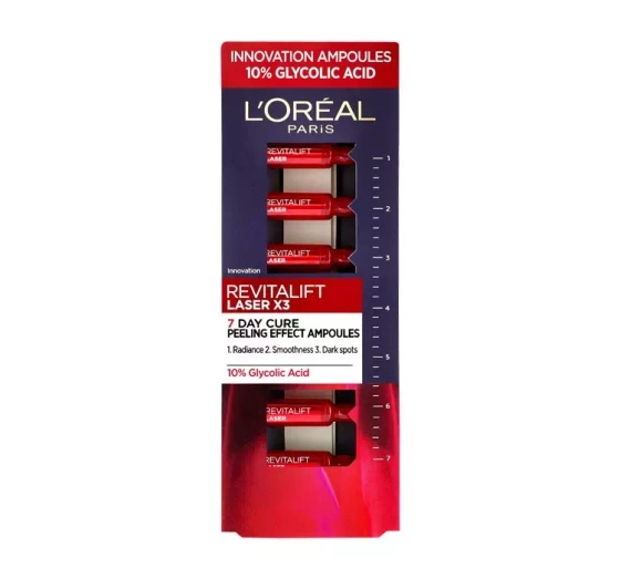 Kliknij na zdjęcie, aby je powiększyć LOREAL REVITALIFT LASER X3 7-TÄGIGE BEHANDLUNG IN AMPULLEN MIT PEELING-EFFEKT 7ML