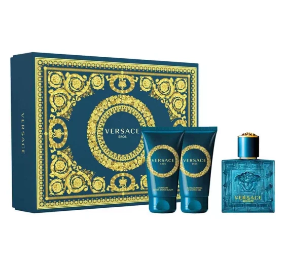 Versace Eros Eau de Toilette Spray 50 ml + Duschgel 50 ml + Aftershave-Balsam 50 ml