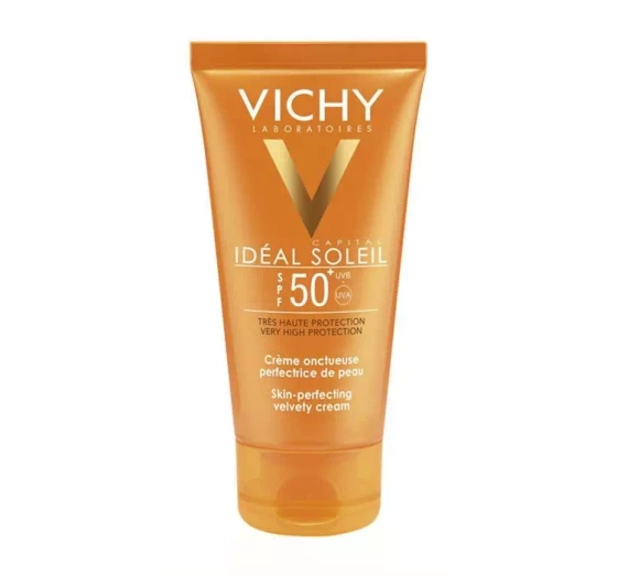 Kliknij na zdjęcie, aby je powiększyć VICHY IDEAL SOLEIL SAMTIGE GESICHTSCREME FÜR NORMALNE UND TROCKENE HAUT SPF50+ 50ML