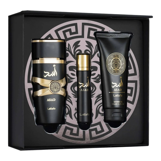 Lattafa Asad Eau de Parfum Spray 100 ml + 12 ml + Duschgel 100 ml