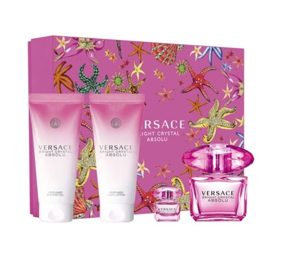 Versace Bright Crystal Absolu Eau de Parfum Spray 90 ml + 5 ml + Duschgel 100 ml + Körperlotion 100 ml
