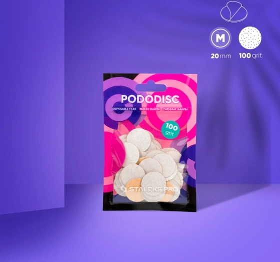 Staleks Pro Pododisc Austauschbare Schleifpads für Pododisc M/20 mm 100 grit 50 Stück