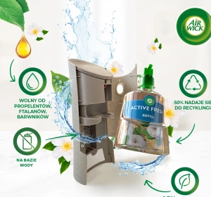 Air Wick 24/7 Active Fresh Set automatischer Lufterfrischer + Nachfüller Baumwollblüte