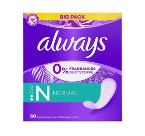 Always 0% Fragrances & Dyes Normal Slipeinlagen 60 Stück