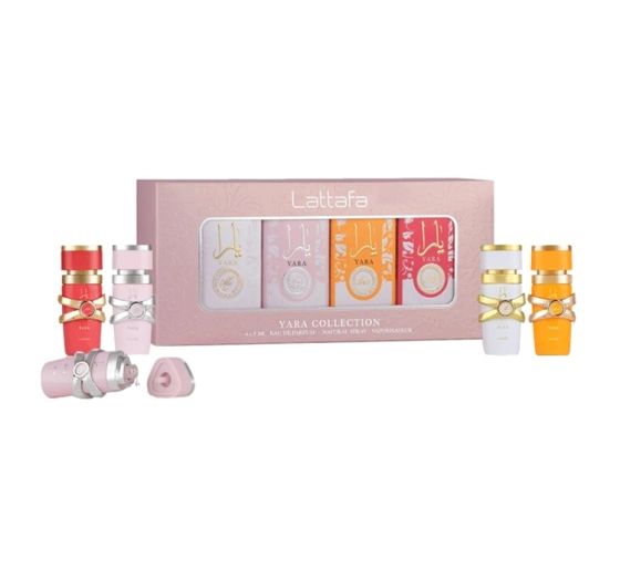 Lattafa Eau de Parfum Yara 5 ml + Yara Candy 5 ml + Yara Tous 5 ml + Yara Moi 5 ml