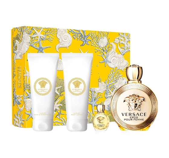 Versace Eros Pour Femme Eau de Parfum Spray 100ml + 5ml + Balsam 100ml + Gel 100ml 