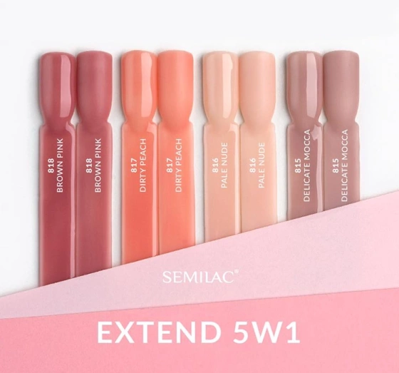 Kliknij na zdjęcie, aby je powiększyć SEMILAC EXTEND 5 IN 1 BASIS LACK TOP 815 DELICATE MOCCA 7 ML