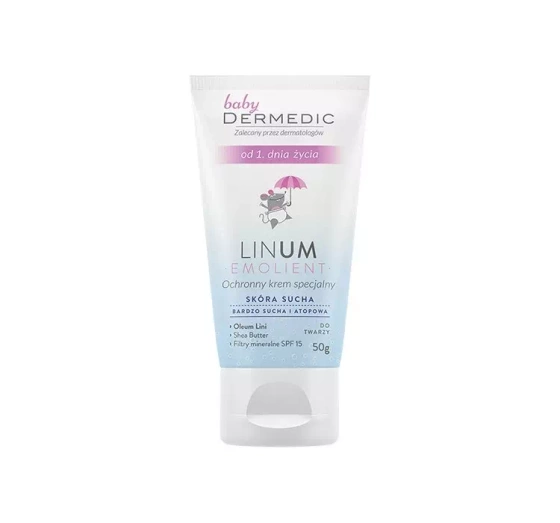 DERMEDIC BABY LINUM EMOLLIENT SCHÜTZENDE SPEZIALCREME FÜRS GESICHT SPF15 50ML