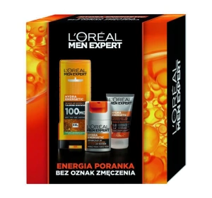 L'Oréal Paris Men Expert Hydra Energetic Geschenkset für Männer Duschgel 400 ml + Gesichtsreinigungsgel 100 ml + Gesichtscreme 50 ml