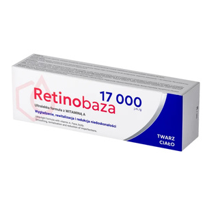Retinobaza 17000 – pharmazeutische Creme mit Vitamin A gegen Falten, Hautverfärbungen und Hautunreinheiten, 30 g