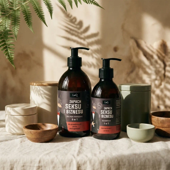 LaQ Doberman Zapach Seksu i Biznesu Geschenkset für Männer Duschgel 8in1 500 ml + Shampoo 300 ml