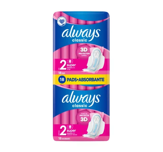 Kliknij na zdjęcie, aby je powiększyć ALWAYS CLASSIC DAMENBINDEN MIT FLÜGELN 2 MAXI 18 STÜCK