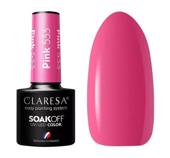 Kliknij na zdjęcie, aby je powiększyć CLARESA SOAK OFF HYBRIDLACK PINK 533 5ML
