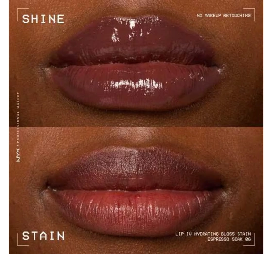 Kliknij na zdjęcie, aby je powiększyć NYX Professional Makeup Lip IV Hydrating Gloss Serum Lip Gloss 06 Espresso Soak 5 ml