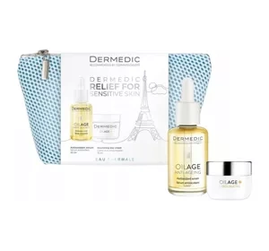 Dermedic Oilage Gesichtspflege-Set: Serum 30ml + Creme 15ml + Kosmetiktasche