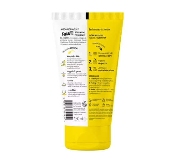 AA FACE IT! PEELING-GEL-MASKE FÜR DIE GESICHTSREINIGUNG 3IN1 150ML
