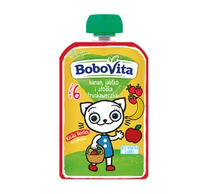 BoboVita Fruchtmus ab dem 6. Monat: Banane, Apfel und süße Erdbeere, 100 g
